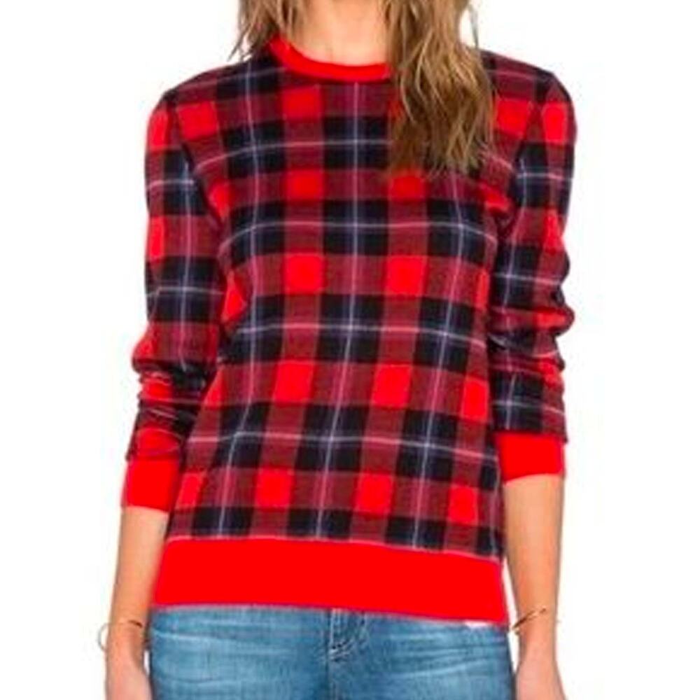 Equipment Red and Black Plaid Sweater